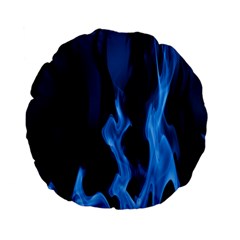 Smoke Flame Abstract Blue Standard 15  Premium Flano Round Cushions