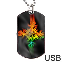 Smoke Rainbow Abstract Fractal Dog Tag Usb Flash (one Side)