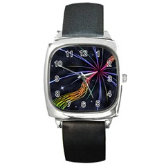 Stars Space Firework Burst Light Square Metal Watch