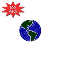 Globe Drawing Earth Ocean 1  Mini Buttons (100 Pack)  by HermanTelo