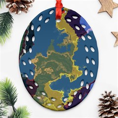 Map Geography World Oval Filigree Ornament (two Sides)