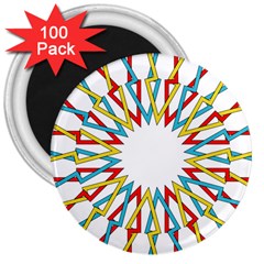 Wheel Complex Symbol Mandala 3  Magnets (100 Pack) by HermanTelo