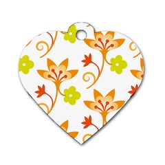 Pattern Floral Spring Map Gift Dog Tag Heart (one Side)