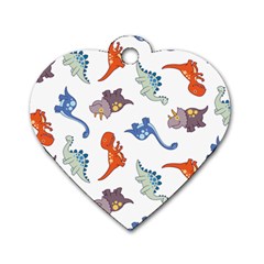 Pattern Dinosaurs Dog Tag Heart (one Side)