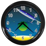 Rocket Spaceship Space Wall Clock (Black) Front