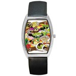 Eat Food Background Art Color Barrel Style Metal Watch Front