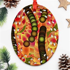 Abstract Background Digital Green Oval Filigree Ornament (two Sides)