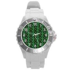 Abstract Pattern Graphic Lines Round Plastic Sport Watch (l)