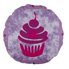 Cupcake Food Purple Dessert Baked Large 18  Premium Round Cushions