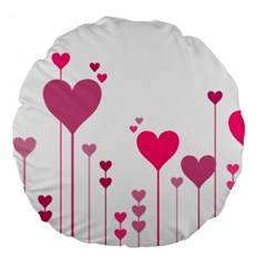 Heart Rosa Love Valentine Pink Large 18  Premium Round Cushions