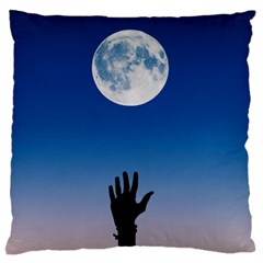 Moon Sky Blue Hand Arm Night Standard Flano Cushion Case (two Sides) by HermanTelo