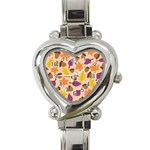 Acorn Leaves Pattern Heart Italian Charm Watch Front