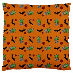 Halloween Witch Pattern Orange Large Cushion Case (one Side) by snowwhitegirl