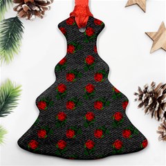 Black Denim And Roses Christmas Tree Ornament (two Sides) by snowwhitegirl