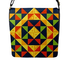 Background Geometric Color Plaid Flap Closure Messenger Bag (l) by Mariart