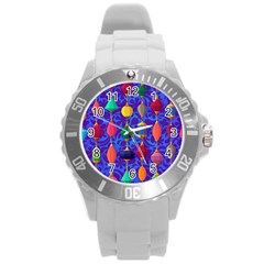 Background Stones Jewels Round Plastic Sport Watch (l)