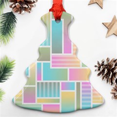 Color Blocks Abstract Background Christmas Tree Ornament (two Sides) by HermanTelo