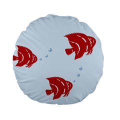 Fish Red Sea Water Swimming Standard 15  Premium Flano Round Cushions