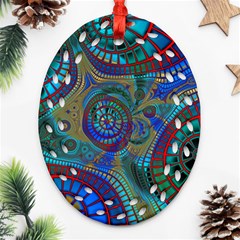 Fractal Abstract Line Wave Oval Filigree Ornament (two Sides)