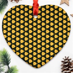 Pattern Halloween Pumpkin Color Yellow Heart Ornament (two Sides)