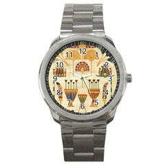 Egyptian Paper Papyrus Hieroglyphs Sport Metal Watch by Sapixe