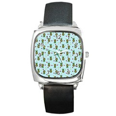 Pineapple Watermelon Fruit Lime Square Metal Watch