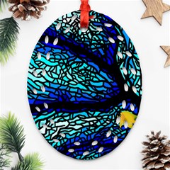 Sea Coral Stained Glass Oval Filigree Ornament (two Sides)