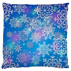 Snowflake Background Blue Purple Large Flano Cushion Case (one Side)