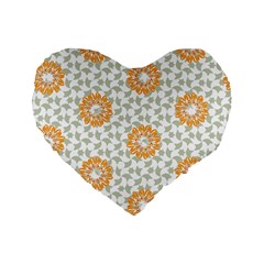 Stamping Pattern Yellow Standard 16  Premium Flano Heart Shape Cushions by HermanTelo