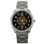 Fractal Stained Glass Ornate Sport Metal Watch Front