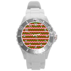 Christmas Paper Scrapbooking Pattern Round Plastic Sport Watch (l) by Sapixe