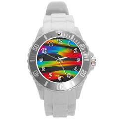 Colorful Background Round Plastic Sport Watch (l) by Sapixe