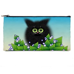 Kitten Black Furry Illustration Pencil Cases by Sapixe