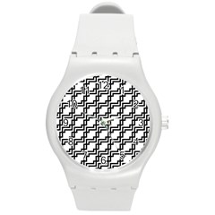 Pattern Monochrome Repeat Round Plastic Sport Watch (m) by Sapixe