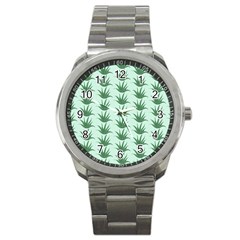 Aloe Plants Pattern Scrapbook Sport Metal Watch by Bajindul