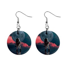 Astronaut Moon Space Planet Mini Button Earrings by Pakrebo