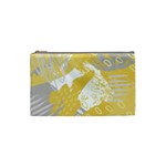 Ochre yellow and grey abstract Cosmetic Bag (Small) Front