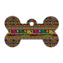 Traditional Africa Border Wallpaper Pattern Colored Dog Tag Bone (two Sides) by EDDArt