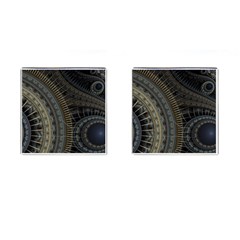 Fractal Spikes Gears Abstract Cufflinks (square) by Pakrebo