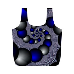 Balls Circles Fractal Silver Blue Full Print Recycle Bag (m) by Pakrebo