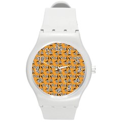 Daisy Orange Round Plastic Sport Watch (m) by snowwhitegirl