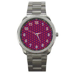 Blue Pattern Texture Sport Metal Watch