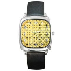 Background Yellow Square Metal Watch