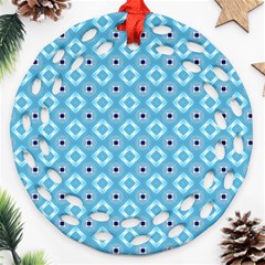 Blue Pattern Round Filigree Ornament (two Sides)