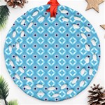 Blue Pattern Round Filigree Ornament (Two Sides) Front