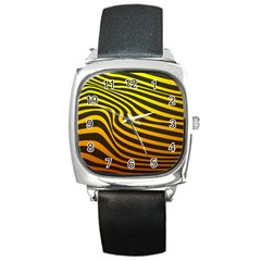 Wave Line Curve Abstract Square Metal Watch