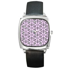 Texture Tissue Seamless Flower Square Metal Watch