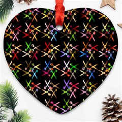 Scissors Pattern Colorful Prismatic Heart Ornament (two Sides)