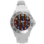 Architecture Color Colour Windows Round Plastic Sport Watch (L) Front