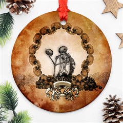 Awesome Skeleton With Skulls Ornament (round) by FantasyWorld7